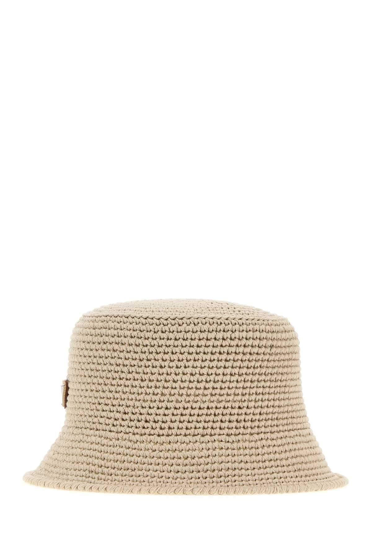 Prada Men Sand Crochet Bucket Hat