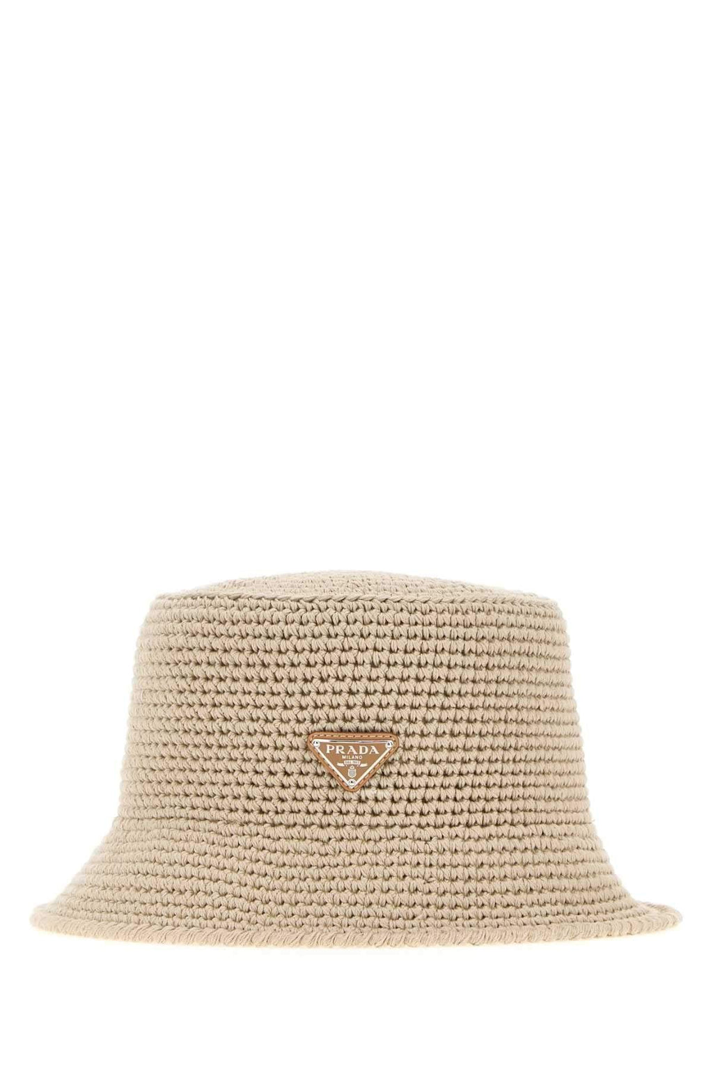 Prada Men Sand Crochet Bucket Hat