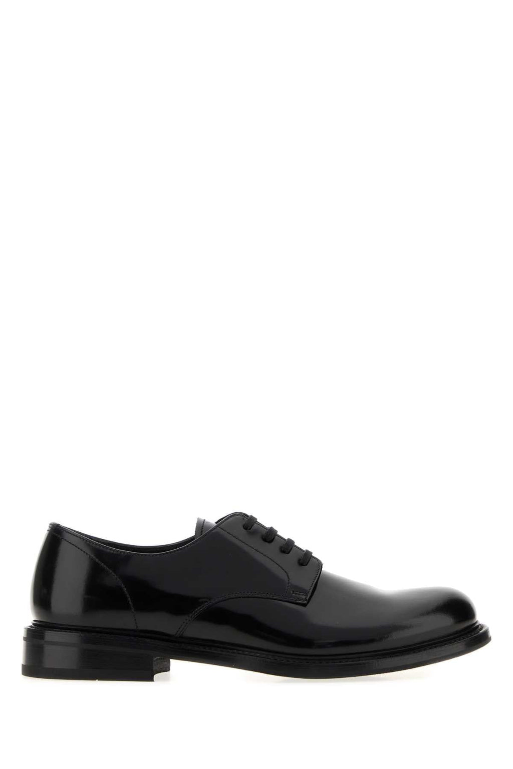 Prada Men Black Leather Lace-Up Shoes
