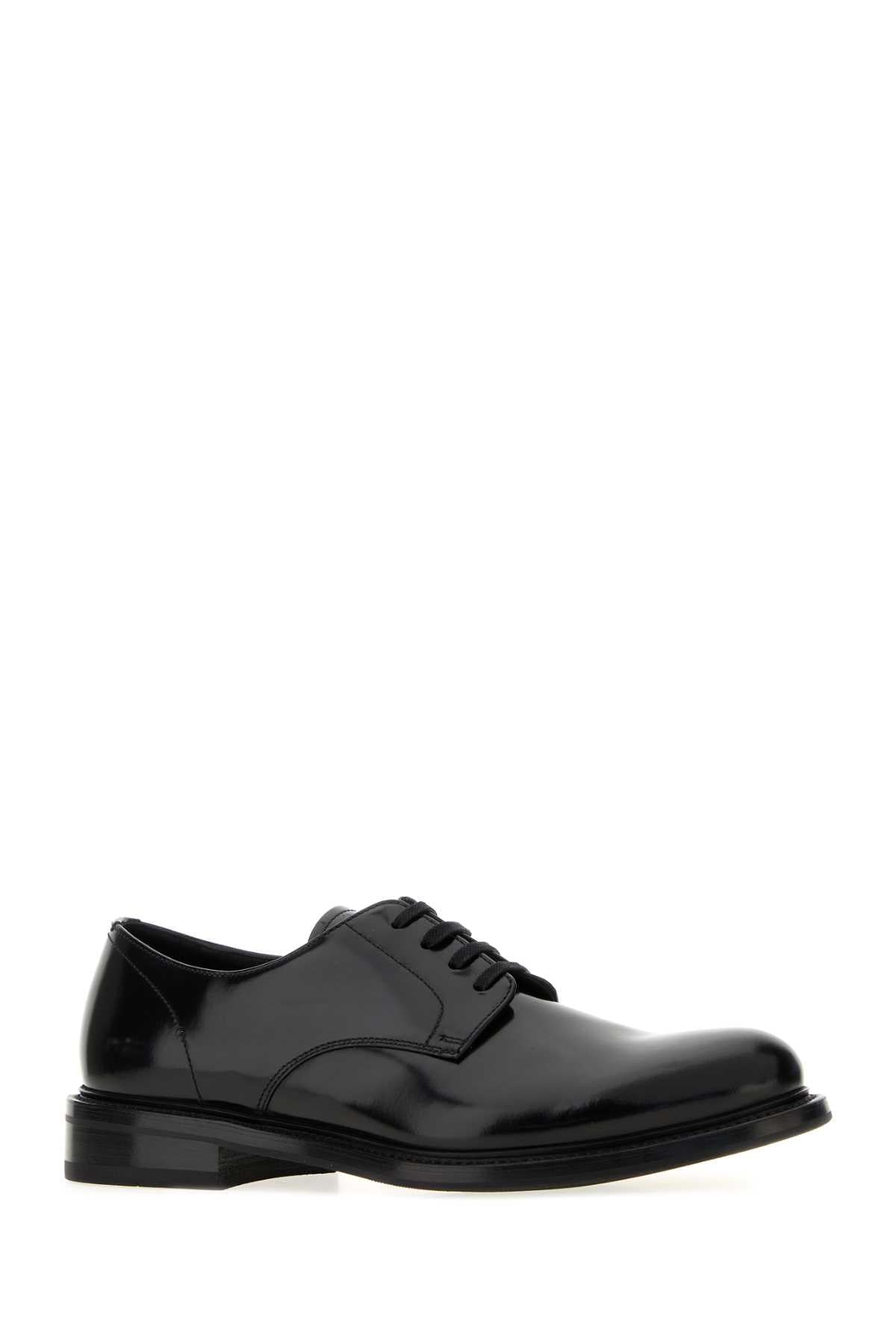 Prada Men Black Leather Lace-Up Shoes