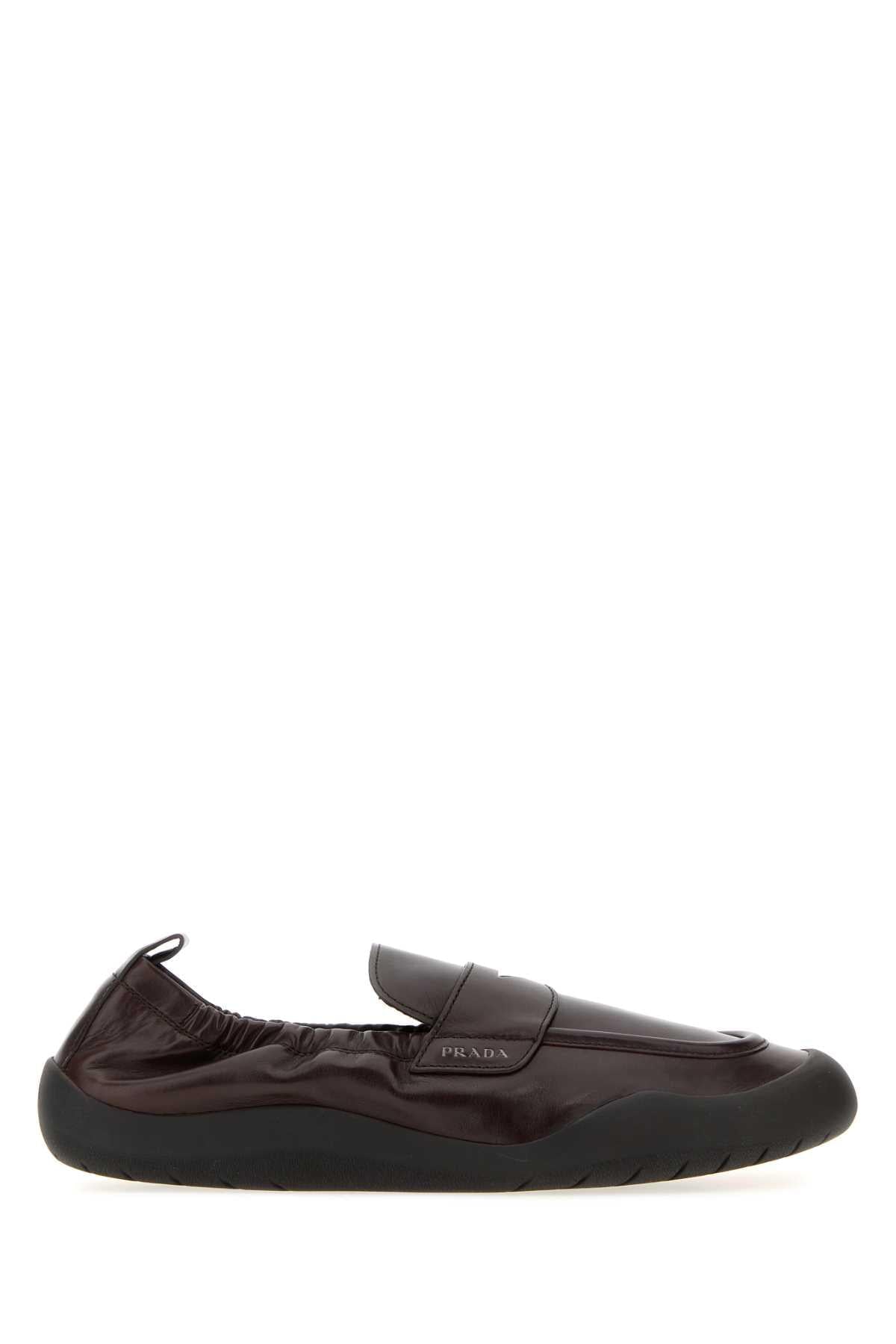 Prada Men Dark Brown Leather Speedrock Loafers