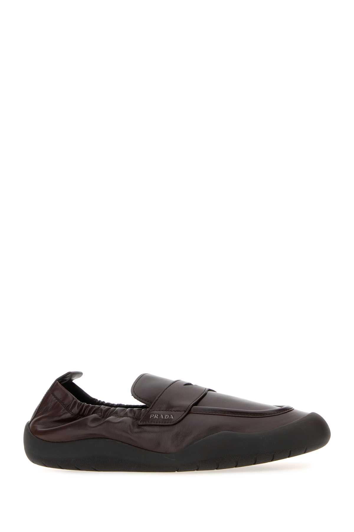 Prada Men Dark Brown Leather Speedrock Loafers