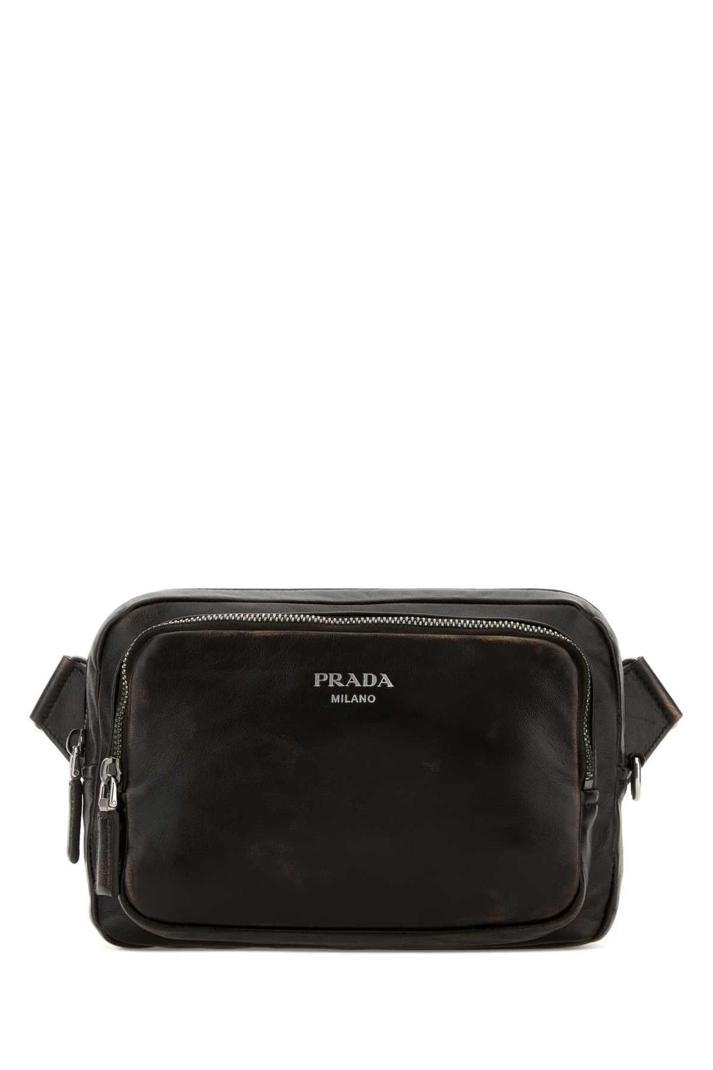 Prada Men Dark Brown Nappa Leather Crossbody Bag