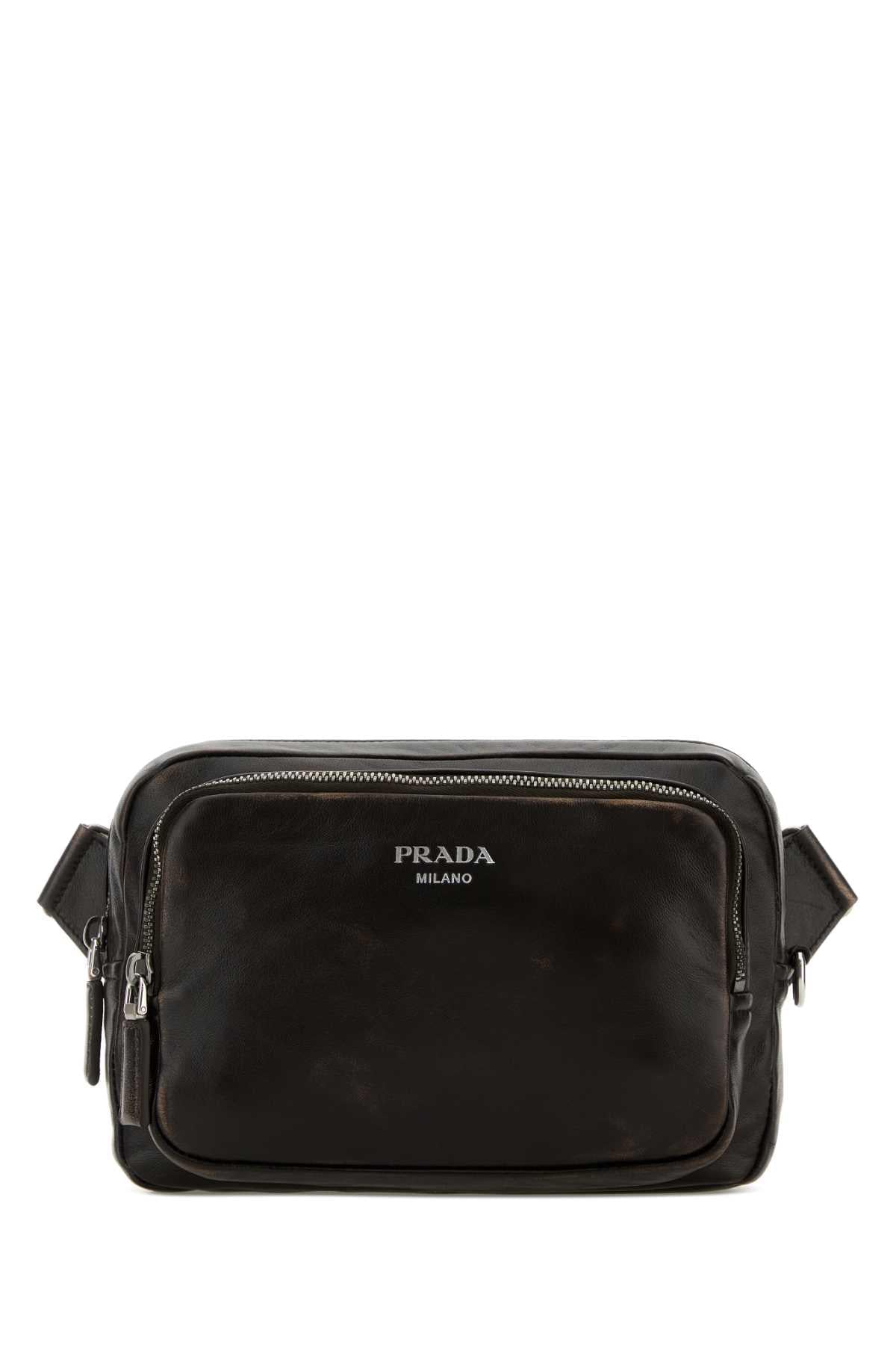 Prada Men Dark Brown Nappa Leather Crossbody Bag