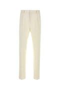 Salvatore Ferragamo Men Ivory Cotton Blend Pant