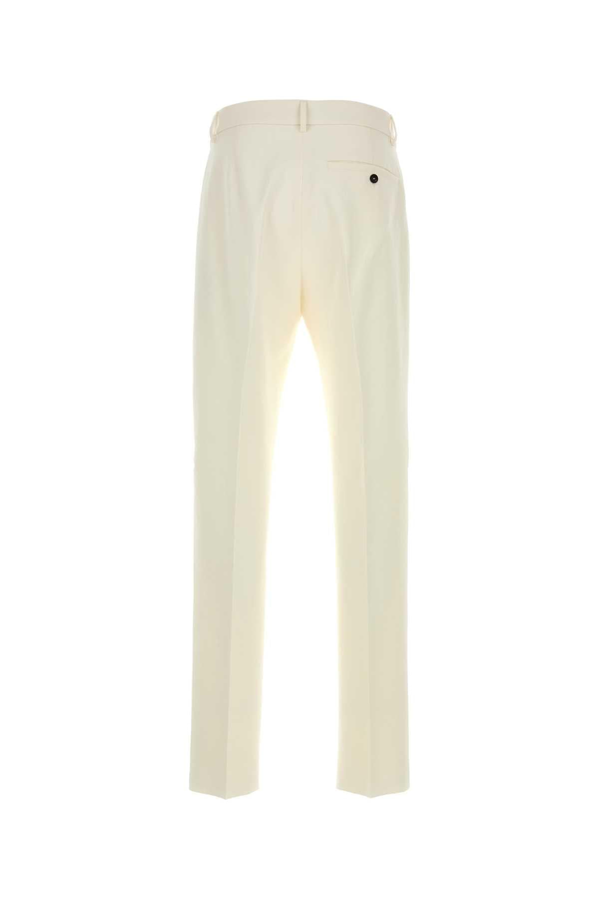 Salvatore Ferragamo Men Ivory Cotton Blend Pant