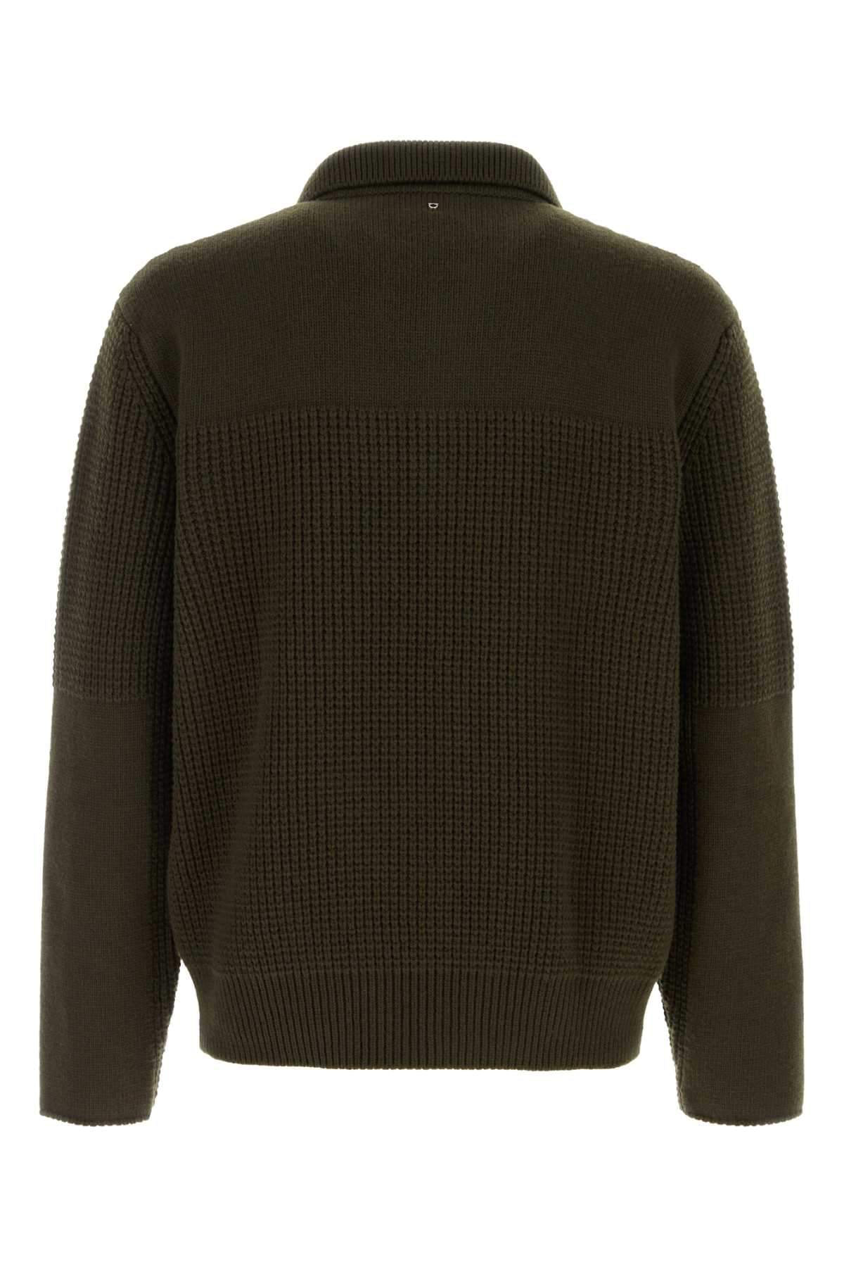 Salvatore Ferragamo Men Olive Green Wool Sweater