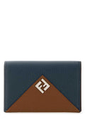 Fendi Men Navy Blue Leather Card Holder