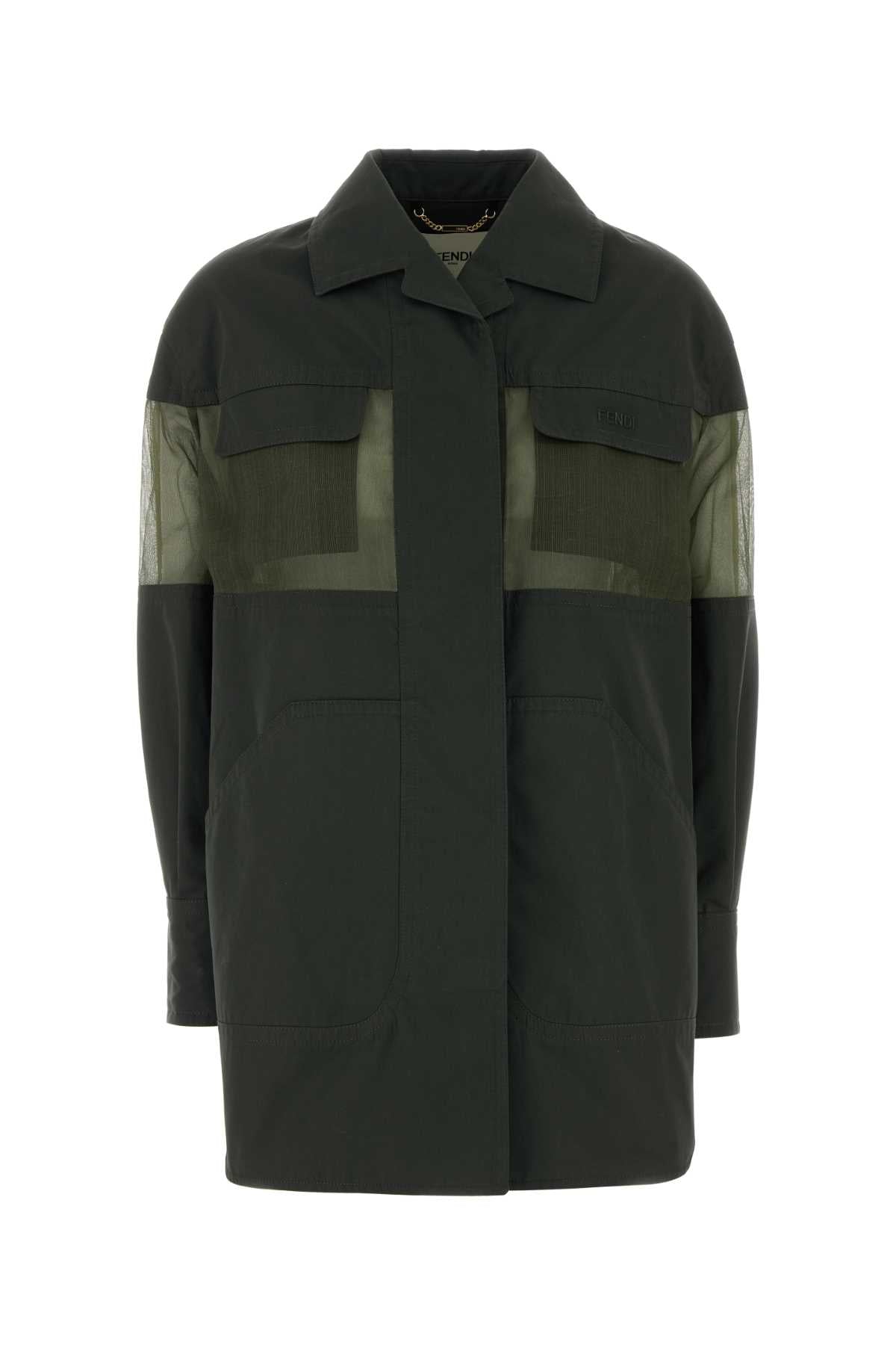 Fendi Women Olive Green Cotton Blend Jacket