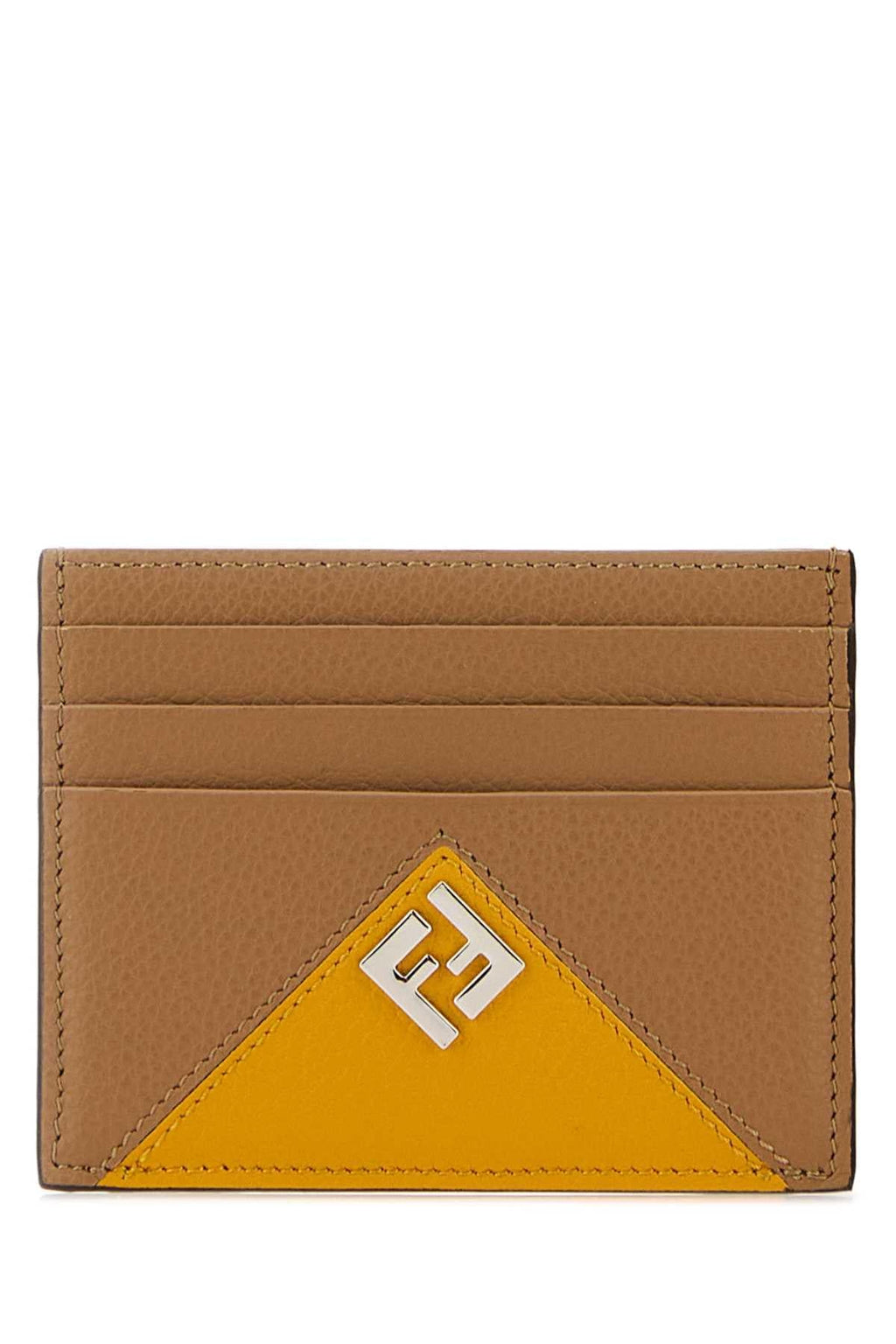 Fendi Men Beige Leather Card Holder