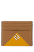 Fendi Men Beige Leather Card Holder