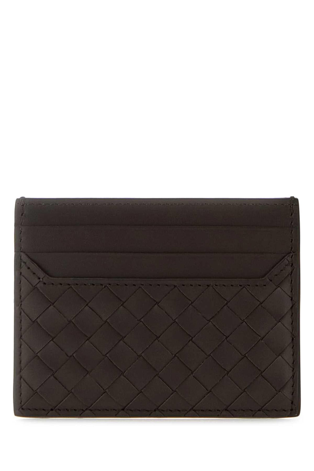 Bottega Veneta Men Dark Brown Leather Card Holder