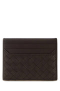 Bottega Veneta Men Dark Brown Leather Card Holder