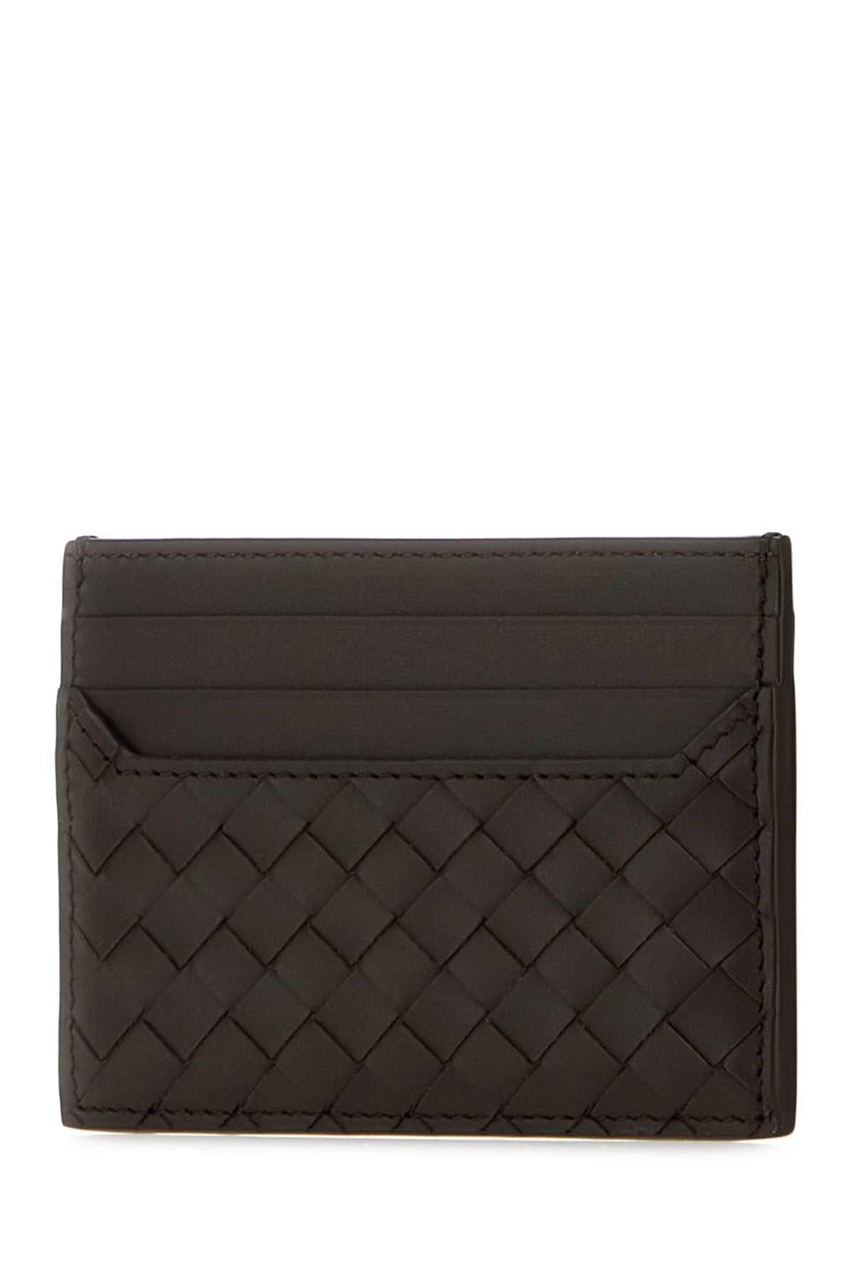 Bottega Veneta Men Dark Brown Leather Card Holder