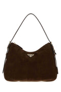 Prada Women Dark Brown Suede Shoulder Bag