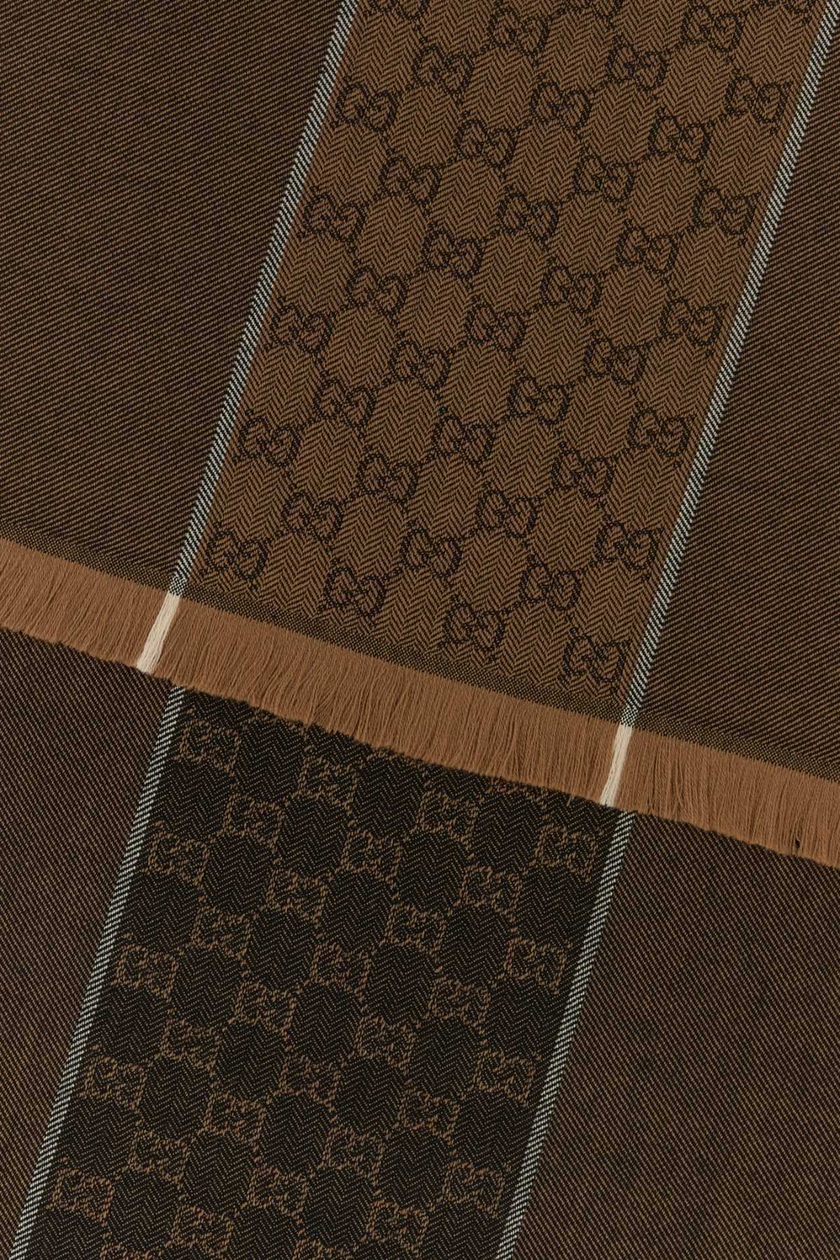 Gucci Men Camel Wool Scarf