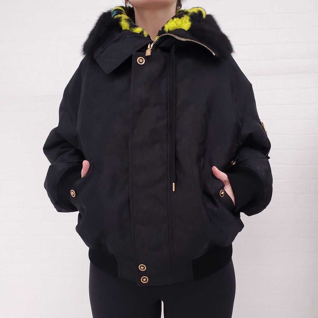 VERSACE BOMBER JACKET WITH LEOPARD INTERIOR - SIZE 48