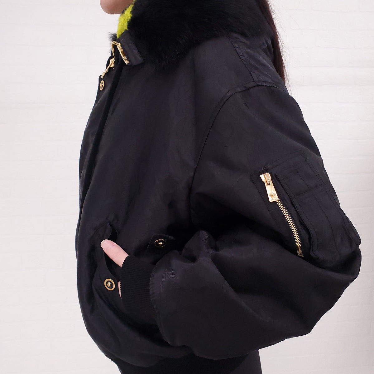 VERSACE BOMBER JACKET WITH LEOPARD INTERIOR - SIZE 48