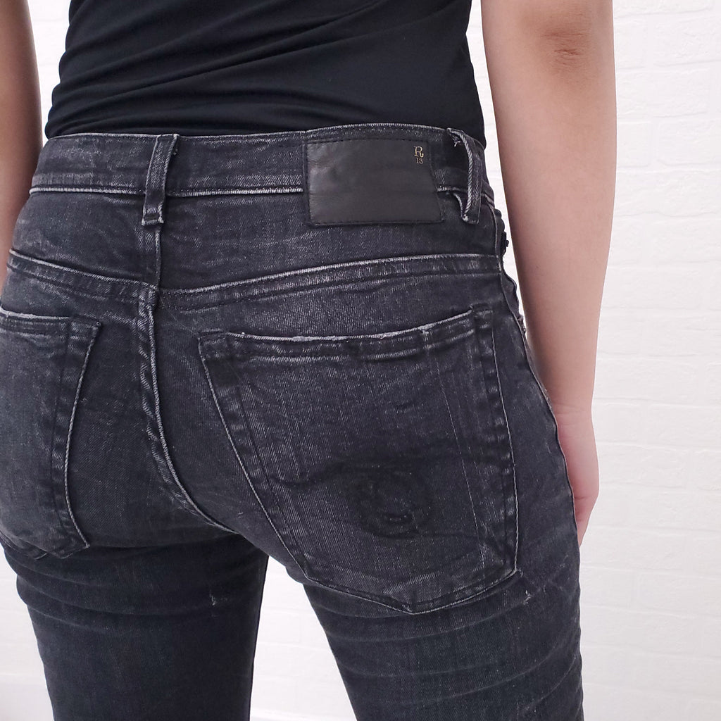 R13 BLACK DENIM JEANS - SIZE 28