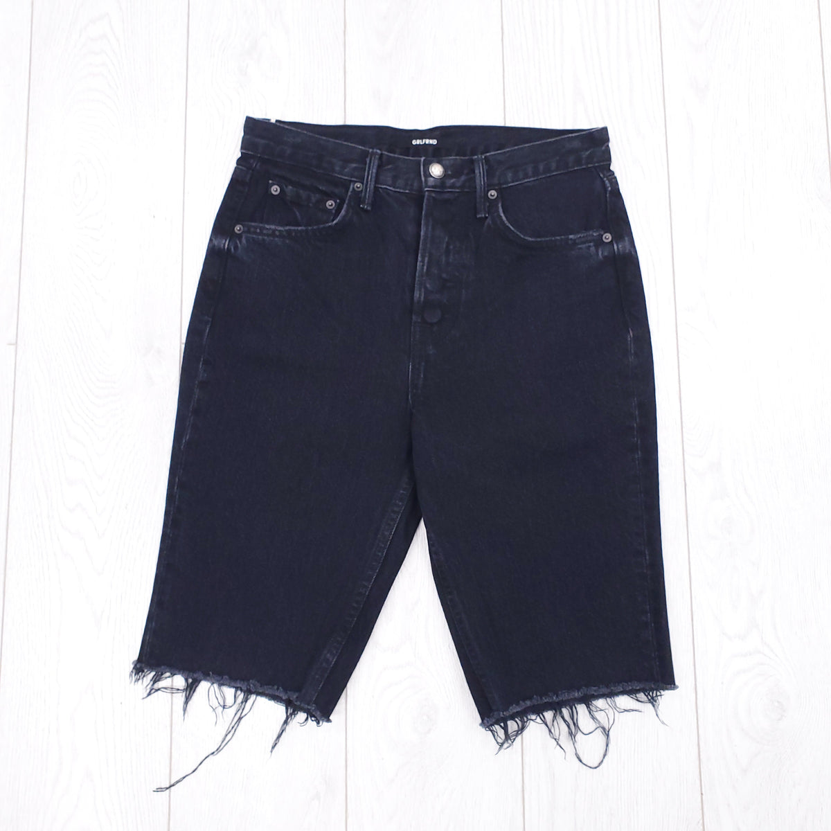 GRLFRND BLACK DENIM SHORTS - SIZE 24