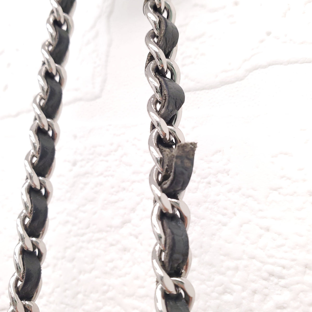 CHANEL KAKI HALF CRESCENT INTERLOCKING CC WALLET ON CHAIN
