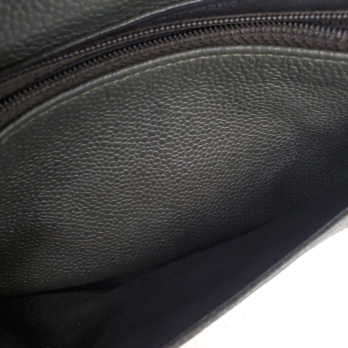 CHANEL KAKI HALF CRESCENT INTERLOCKING CC WALLET ON CHAIN