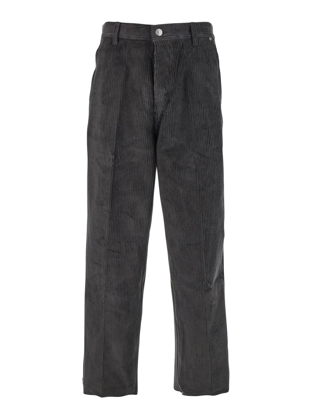 Ami Paris Men Brown Trousers With Back Logo Patch In Velvet Man