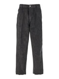 Ami Paris Men Brown Trousers With Back Logo Patch In Velvet Man