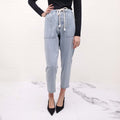 XIRENA DRAWSTRING DENIM TROUSERS - SIZE XS