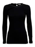 Brunello Cucinelli Women Black Long Sleeve T-Shirt With Round Neck And Monile Details In Cotton Women