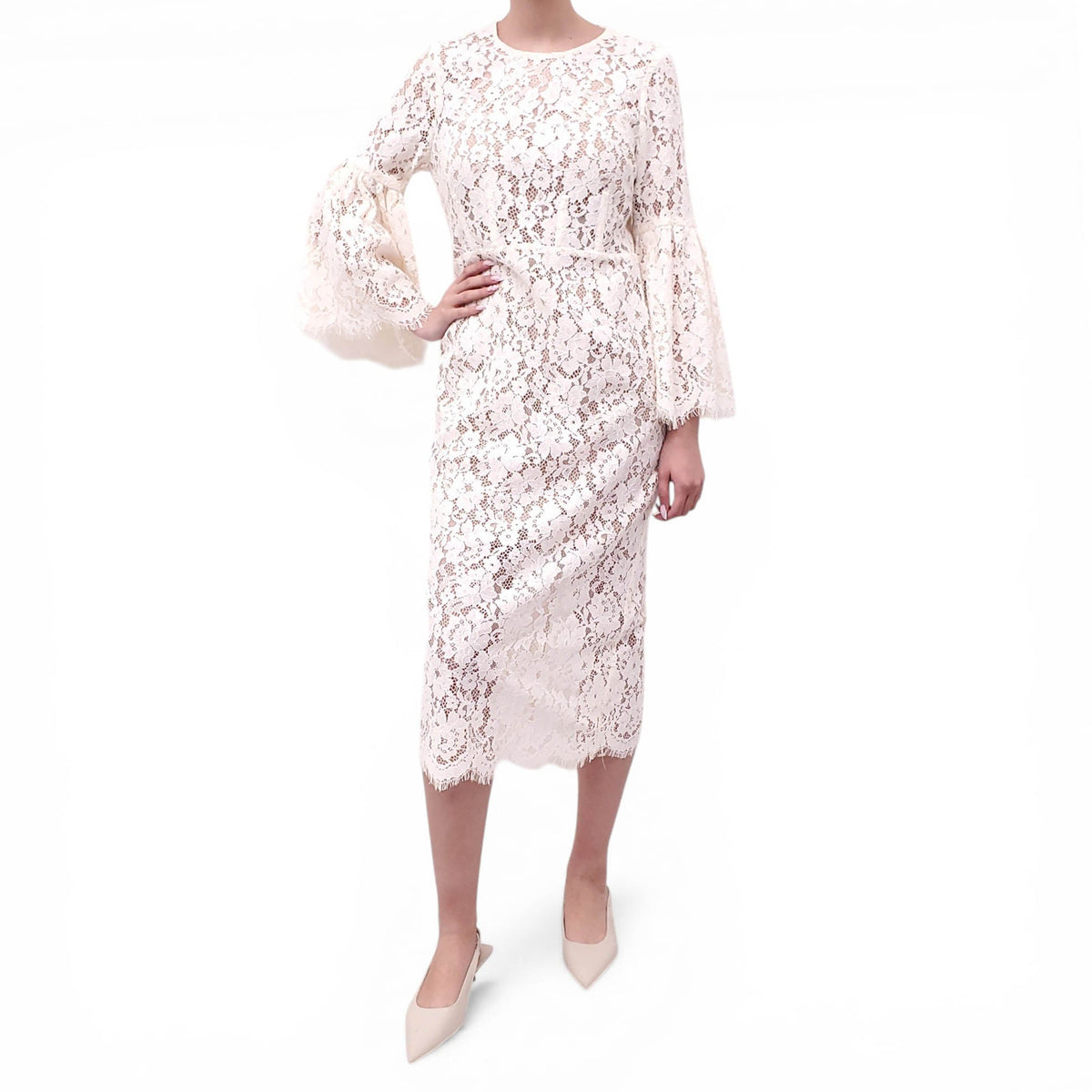 SELF-PORTRAIT WHITE LACE DRESS - SIZE US 10