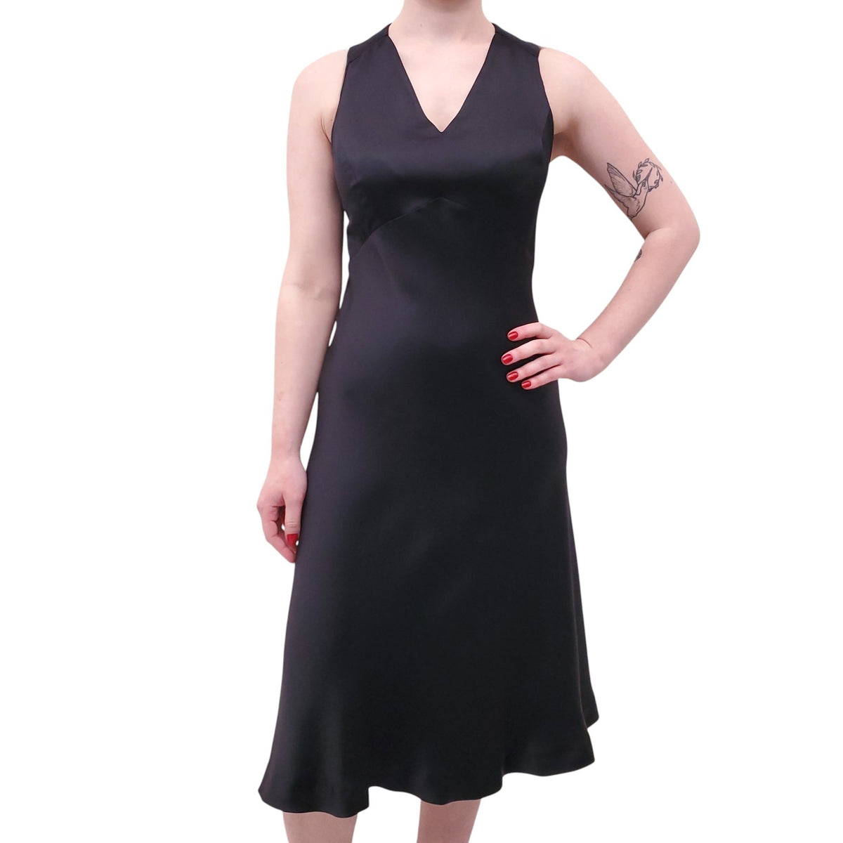 JIL SANDER BLACK SILK DRESS - SIZE 40