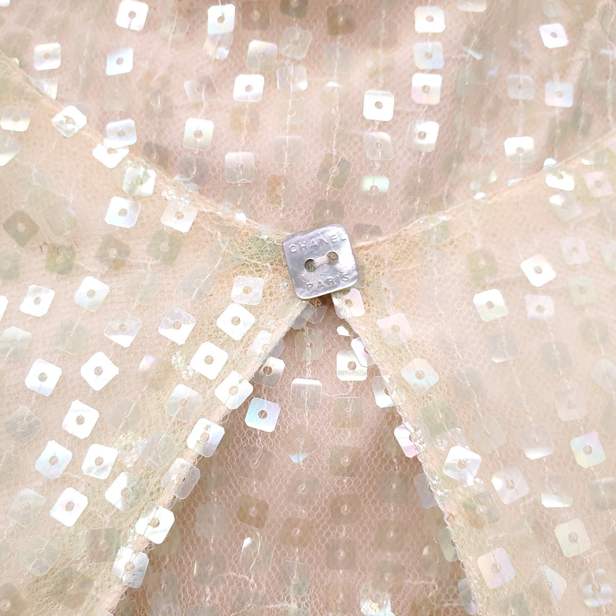 CHANEL TRI-COLOUR SEQUIN TOP AND CARDIGAN - SIZE 38