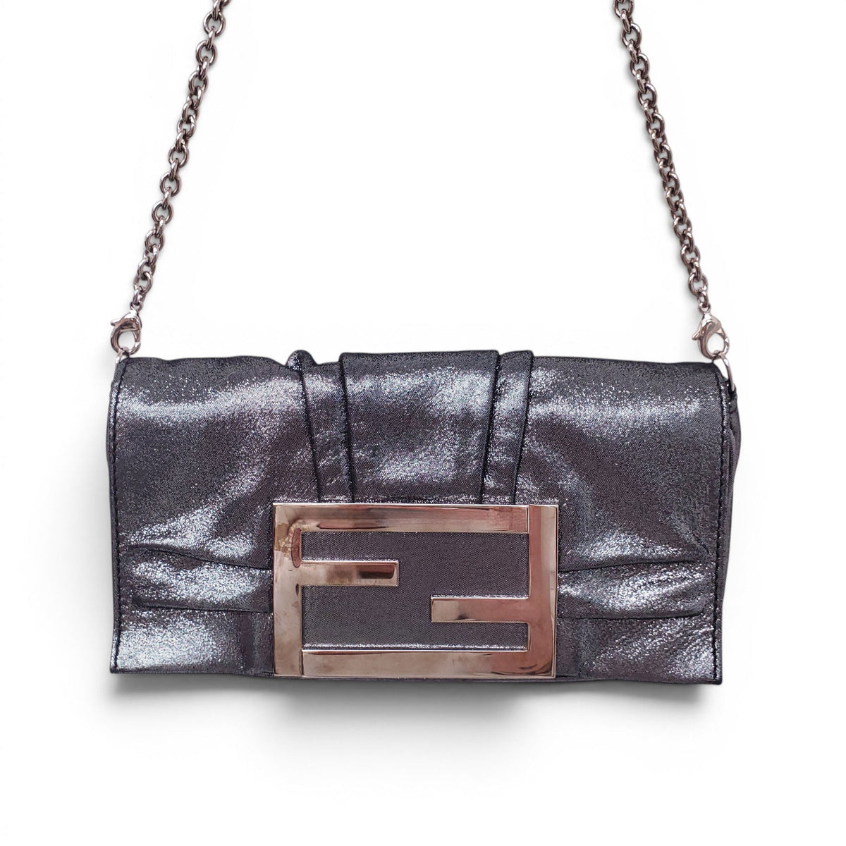 FENDI SILVER 'MIA' POUCHETTE BAG