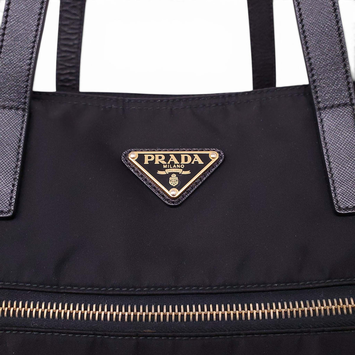 PRADA BLACK NYLON TOTE BAG WITH CROSSBODY STRAP
