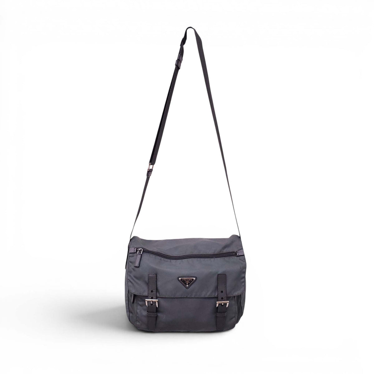 PRADA NYLON GREY CROSSBODY BAG