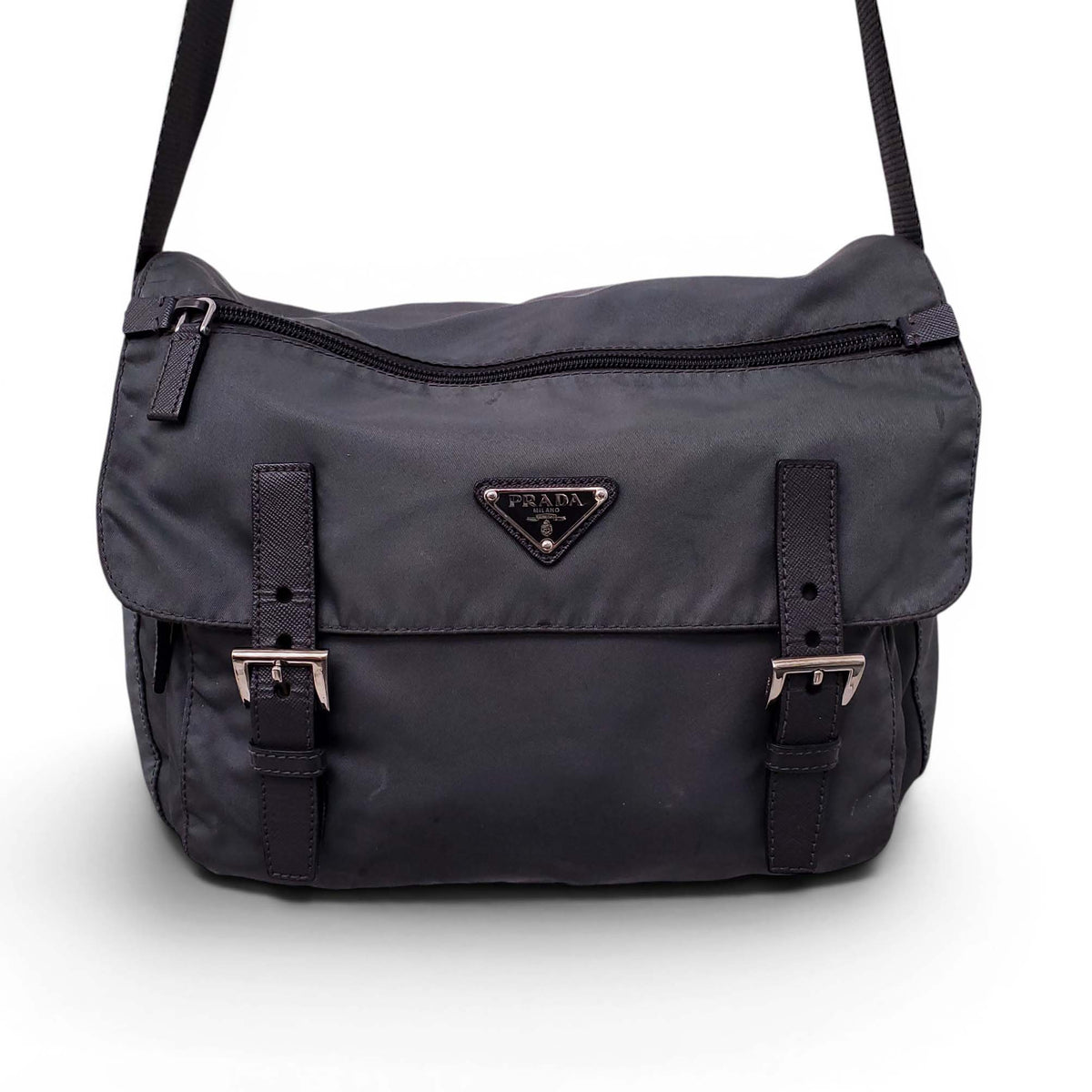 PRADA NYLON GREY CROSSBODY BAG