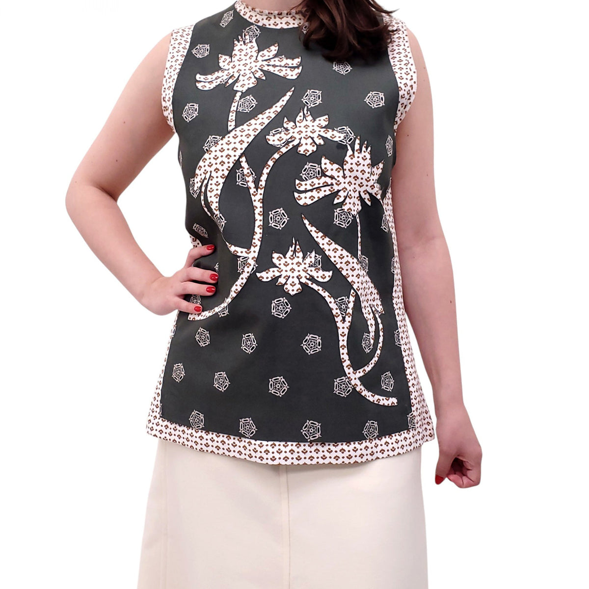 CHLOÉ GREEN PATTERNED LAYERED BLOUSE - SIZE 38