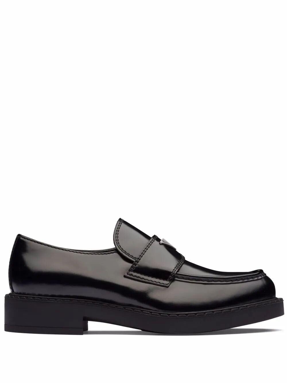 Prada Men Chocolate Brushed Leather Loafers