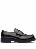 Prada Men Chocolate Brushed Leather Loafers