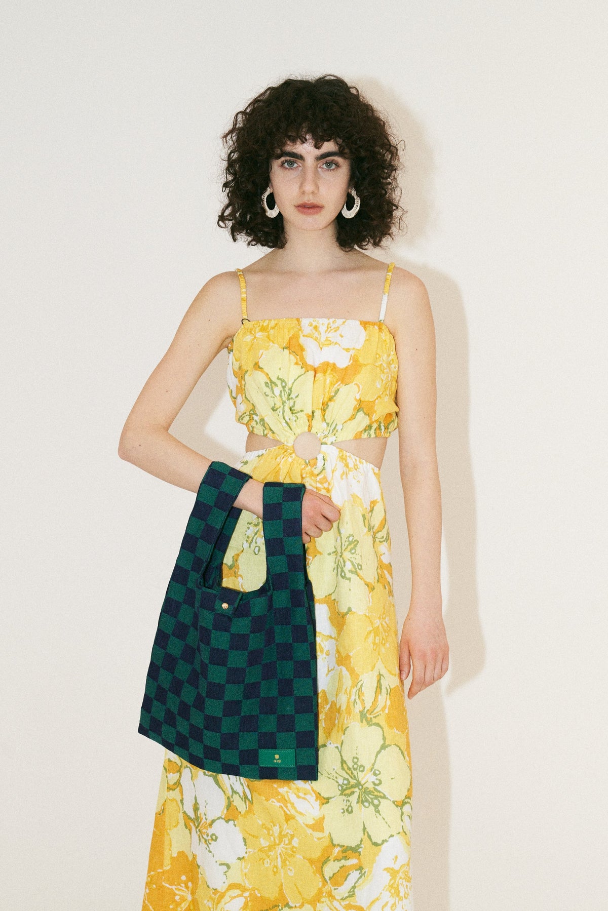 Molly Checkerboard Market Bag - Jungle Green