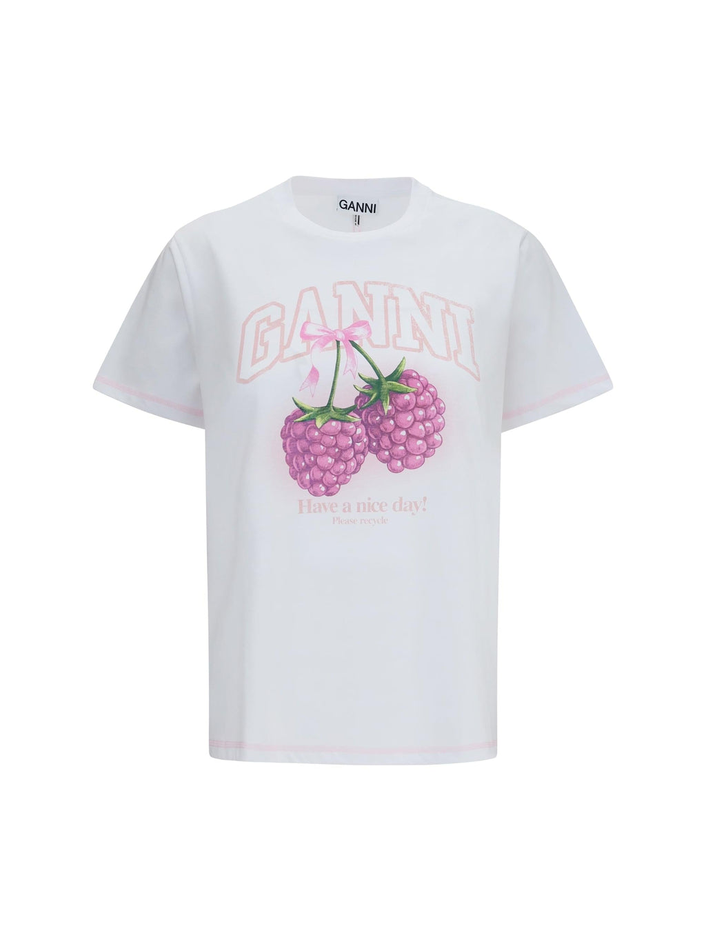 Ganni Women Cotton Raspberry T-Shirt