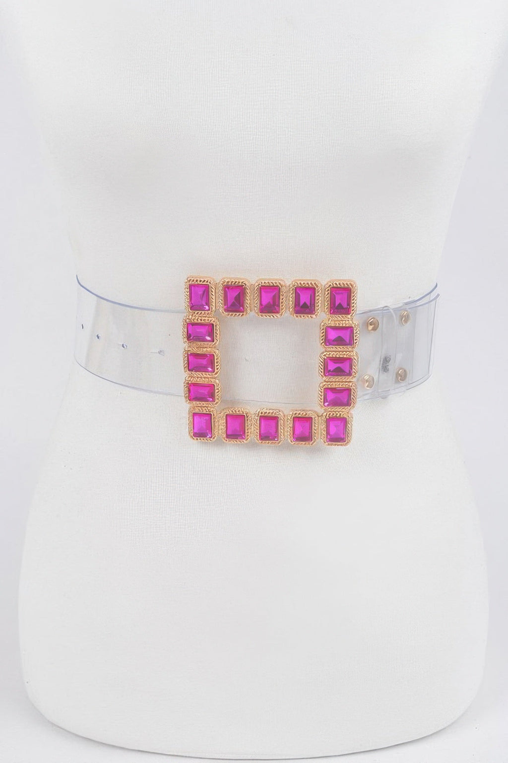 Stone Buckle Plus Size Transparent Belt