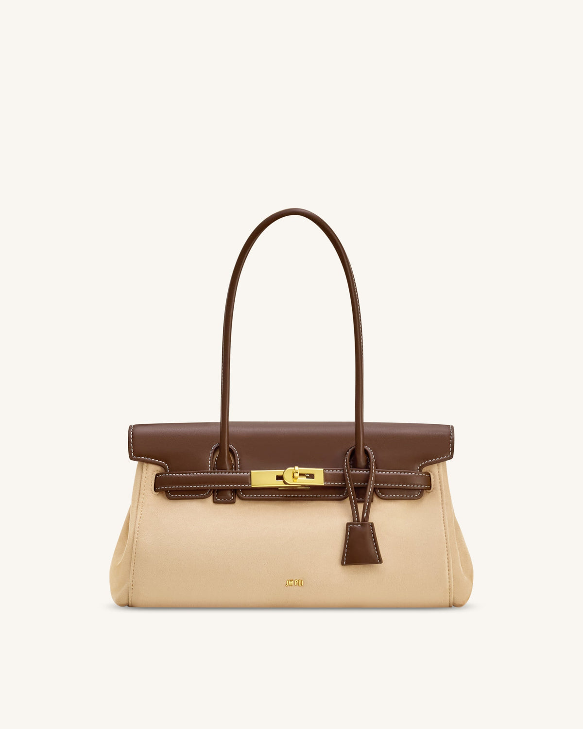 Yara Faux Suede Shoulder Bag - Dark Brown
