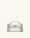Noor Top Handle Bag - White Croc