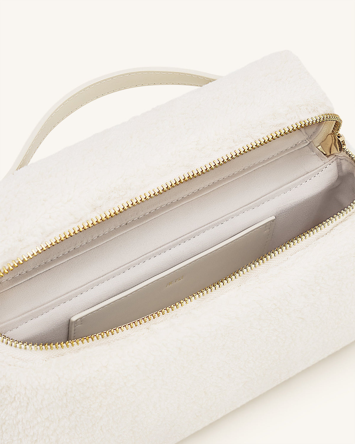 Thea Faux Fur Top Handle Bag - Cream