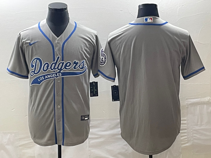 Men's Los Angeles Dodgers Gray Blank jersey Joint Edition