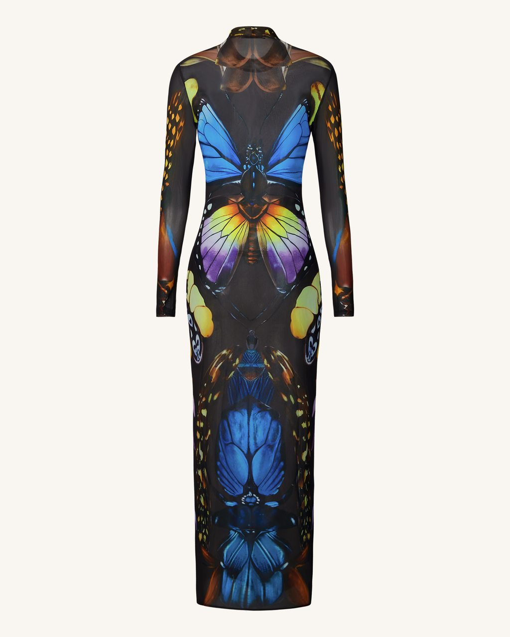 Butterfly Mesh Maxi Dress - Multicolor
