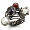 Antique Tone Brass Ring with Assorted in Multi Color