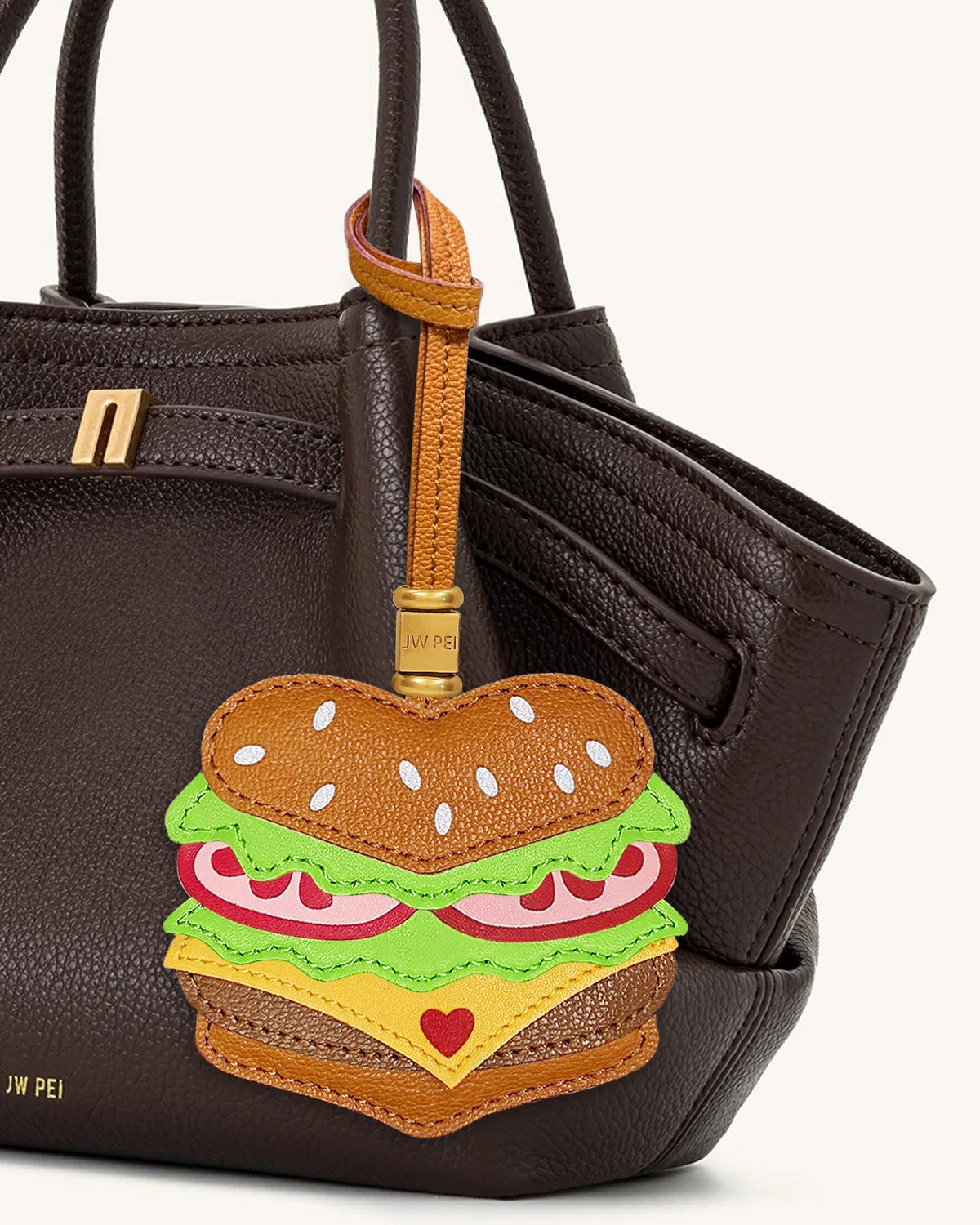Burger Bag Charm - Brown